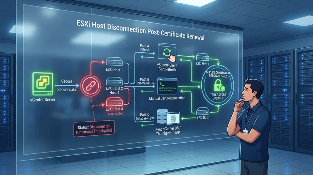 Navigating and Resolving ESXi Host Disconnection After Certificate Renewal