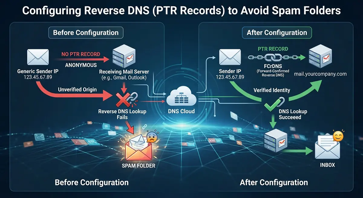 How to Configure Reverse DNS (PTR Records) to Avoid Spam Folders
