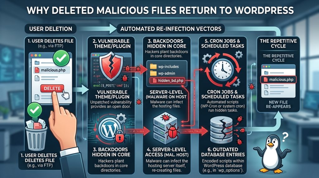 Why Deleted Malicious Files Keep Returning to Your WordPress Site?